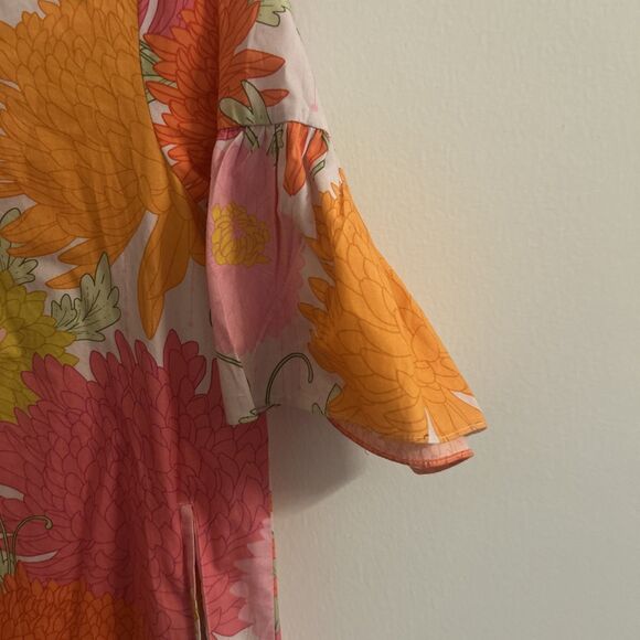 Maude Vivante 100% Cotton Floral Shirt Dress Tiered Ruffle Hem Women’s Medium - Picture 3 of 9